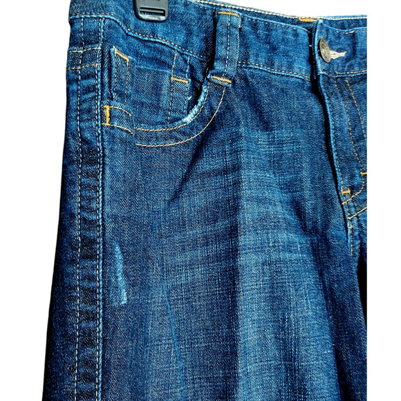 Calvin Klein Lean Bootcut Mid Rise Women's Denim Blue Jeans Mild Distressing 10 - Picture 5 of 10